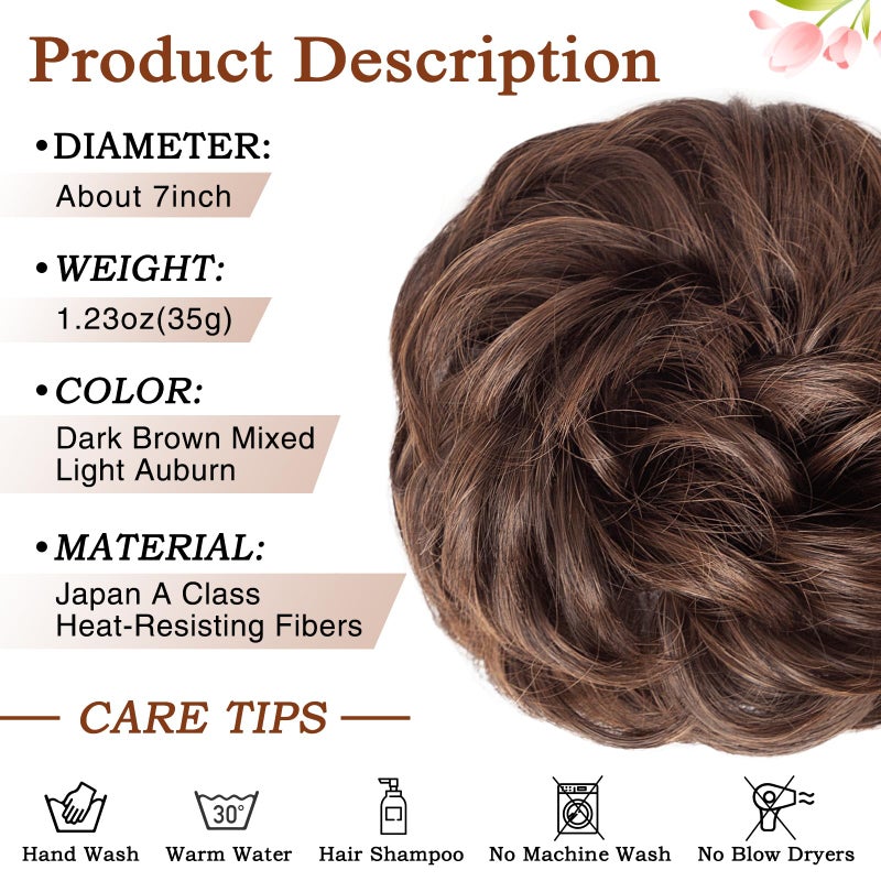 MORICA Messy Hair Bun Hair Scrunchies Extension Curly Wavy fake hair bun Synthetic Chignon hair pieces for Women(4/30#) - Image 2
